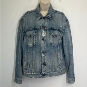 Able - NWT Merly Distressed Button Down Light Wash Denim Jacket Size XL
